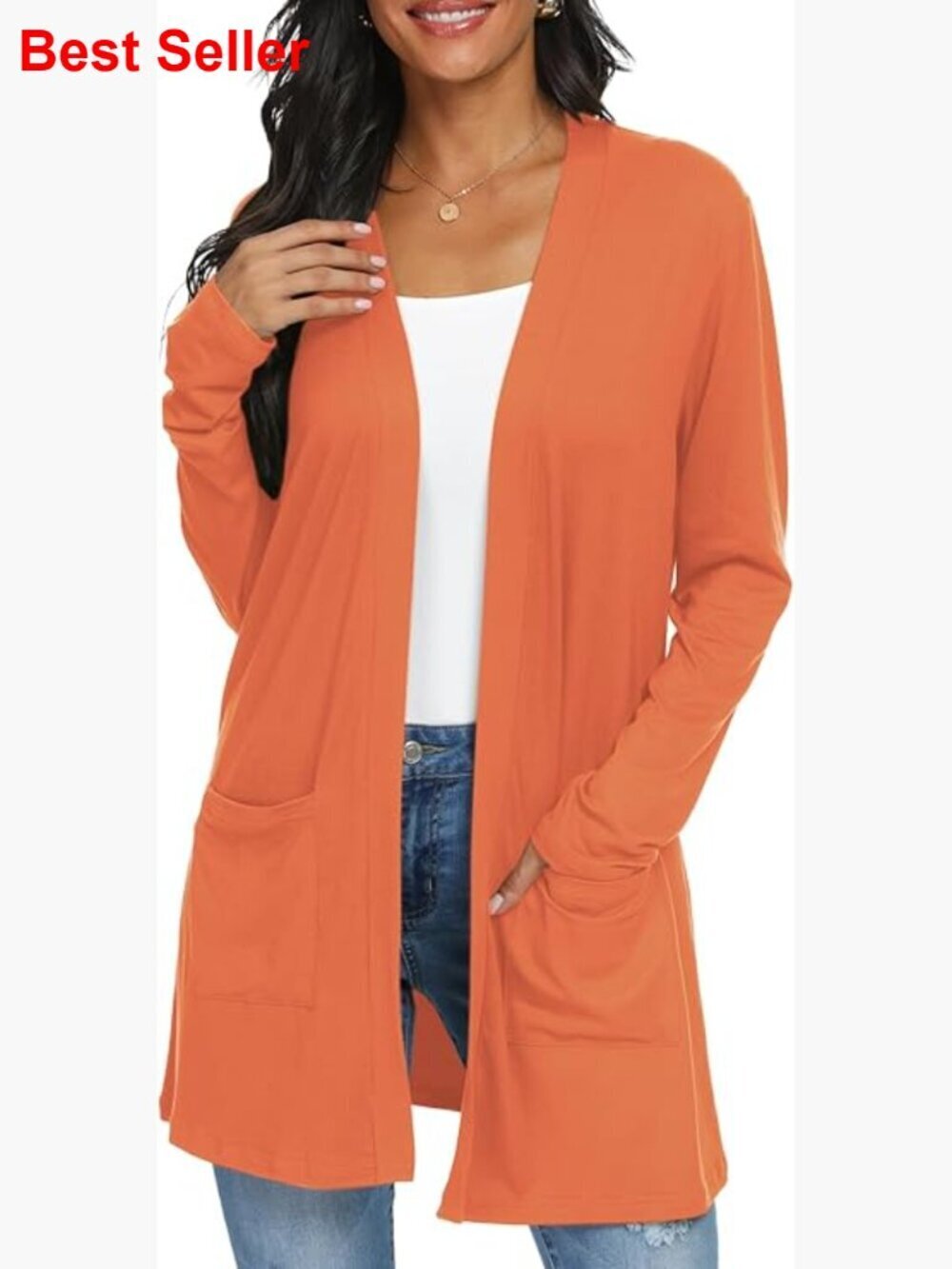 Lightweight Long Sleeve Open Front Cardigan with Pockets